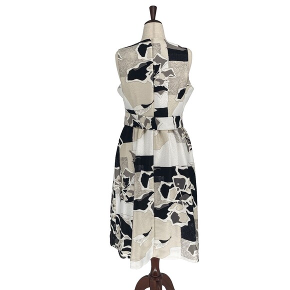 Natori Amaryllis Jacquard Dress SIZE 14 Belted Fit Flare Pockets Party Wedding - Picture 2 of 14